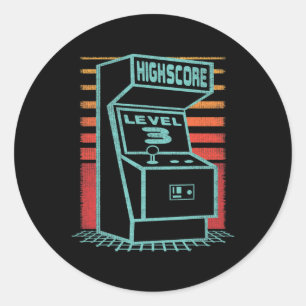 Birthday 3 Year Old Retro Gamer Level Up Unlocked  Classic Round Sticker