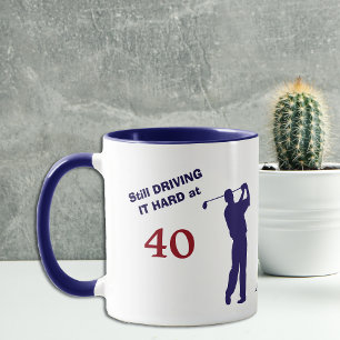 Birthday 40 Golfer Blue Silhouette Mug
