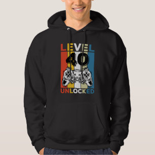 Birthday 40th Level Unlocked 40 Gaming Vintage Hoodie
