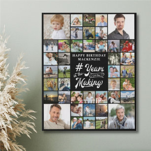 Birthday 42 Photo Collage YEARS IN THE MAKING Faux Canvas Print