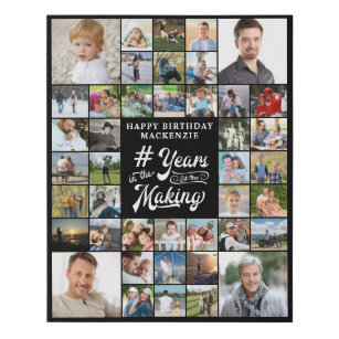 Birthday 42 Photo Collage YEARS IN THE MAKING Faux Faux Canvas Print