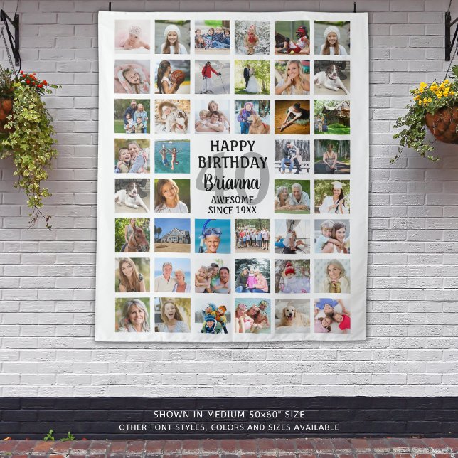 Birthday 44 Photo Collage Party Backdrop Tapestry (Creator Uploaded)