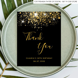 Birthday 50 black gold budget hank you card