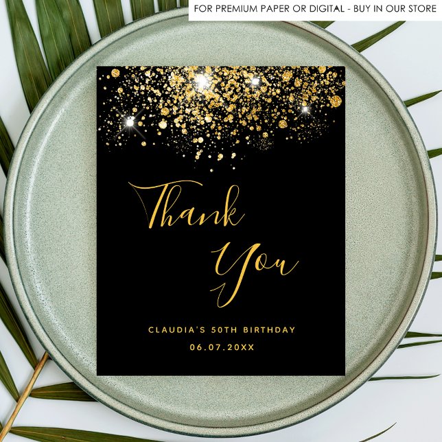 Birthday 50 black gold budget hank you card (Creator Uploaded)