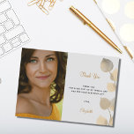 Birthday 50 golden eucalyptus gold modern thank you card<br><div class="desc">A modern and elegant photo thank you card. A chic white background decorated with golden eucalyptus foliage.  Personalise and add your photo,  your thank you note and name.  
Back: white background.</div>