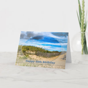 BIRTHDAY- 50th- BEACH/OCEAN/DUNES/SCENE Card