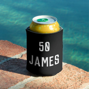 Birthday 50th Elegant Black Stylish Chic Favours Can Cooler