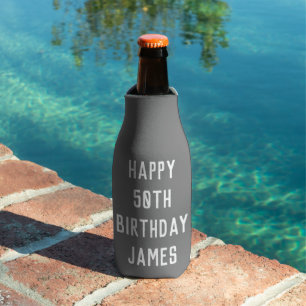Birthday 50th Elegant Grey Stylish Favours Bottle Cooler