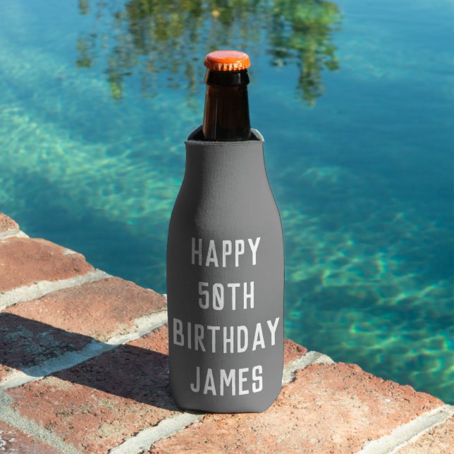 Birthday 50th Elegant Grey Stylish Favours Bottle Cooler (In Situ Pool)