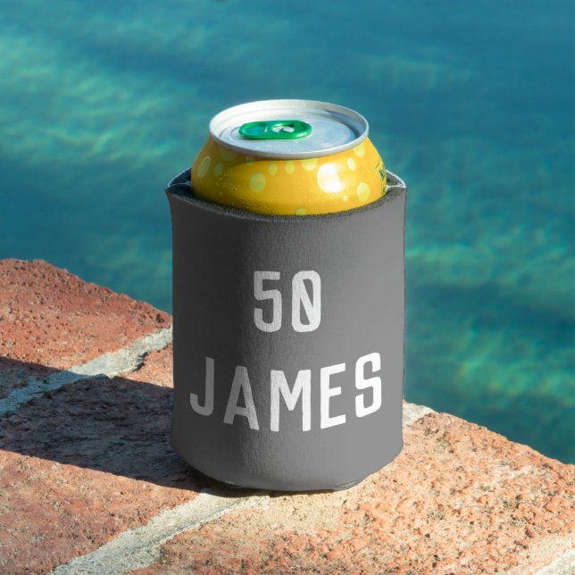 Birthday 50th Elegant Grey Stylish Favours Can Cooler (In Situ Pool)