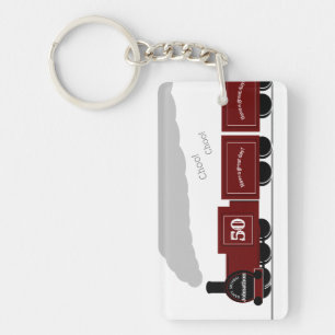 Birthday 50th or any other age train railway gift key ring