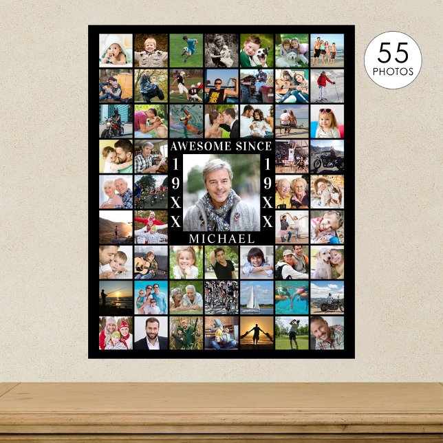 Birthday 55 Photo Collage AWESOME SINCE Poster (Creator Uploaded)