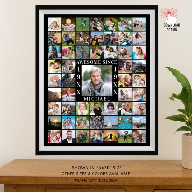 Birthday 55 Photo Collage AWESOME SINCE Poster (Creator Uploaded)