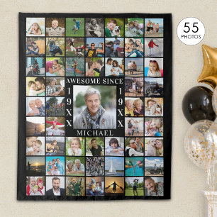 Birthday 55 Photo Collage Backdrop AWESOME SINCE Tapestry