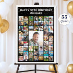 Birthday 55 Photo Collage Your Text and Color Poster<br><div class="desc">Celebrate any age birthday with a photo memories display utilizing this easy-to-upload photo collage template on a poster print with 55 square pictures of him or her through the years for a party or as a commemorative keepsake. The design features your custom text (the sample suggests HAPPY # BIRTHDAY NAME),...</div>