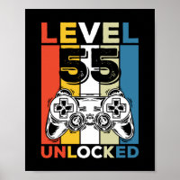 Birthday 55th Level Unlocked 55 Gaming Vintage