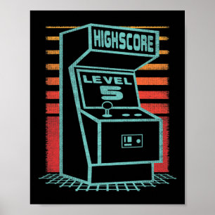 Birthday 5 Year Old Retro Gamer Level Up Unlocked Poster