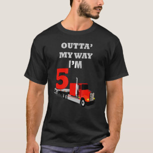 Birthday 5 yr Old Trucks Semi Truck 5th Birthday T-Shirt