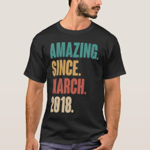 Birthday 5th Decoration  Amazing Since March 2018 T-Shirt