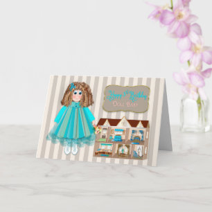 Birthday, 5th For Girls, Doll & Dollhouse Card
