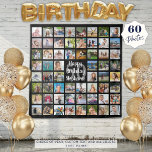 Birthday 60 Photo Collage Personalised Tapestry<br><div class="desc">Create a photo collage sign or party backdrop for any age birthday utilising this easy-to-upload template with 60 square pictures personalised with your custom text and their age against an editable black background you can change to coordinate with party theme colours. Makes a memorable birthday celebration decoration or keepsake for...</div>