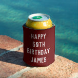 Birthday 60th Elegant Burgundy Dad Stylish Can Cooler<br><div class="desc">Burgundy 60th birthday can cooler. Perfect for dad,  grandad,  stepdad. Golfer gift idea. You can personalise the year.</div>