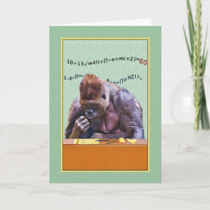 Birthday, 60th, Gorilla at Desk Card