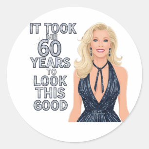 Birthday 60th mum classic round sticker