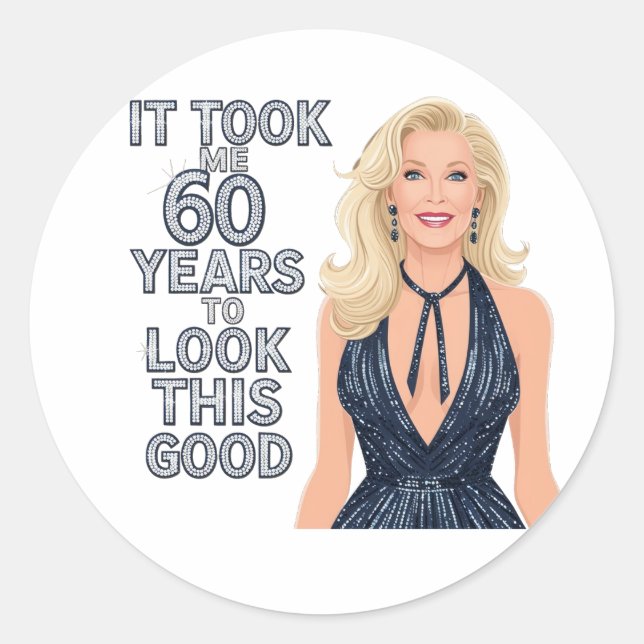 Birthday 60th mum  classic round sticker (Front)