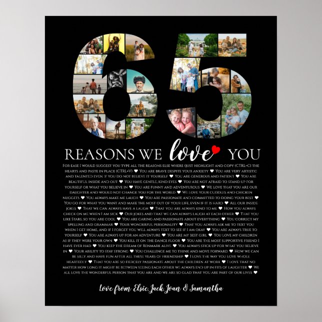 birthday 65 reasons why I love you retirement  Poster (Front)