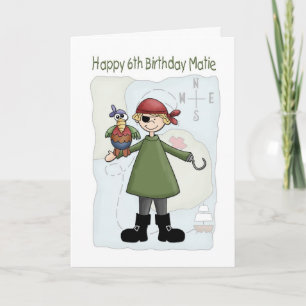 Birthday 6 Pirate Card