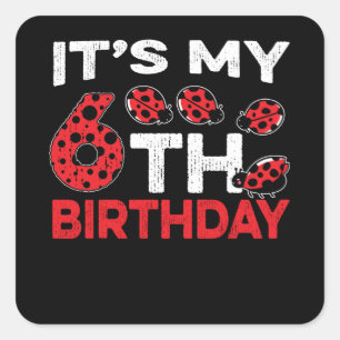 Birthday 6th Birthday Sweet Cute Ladybug Square Sticker