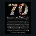 birthday 70 reasons why we love you grandmother poster<br><div class="desc">Express your love and admiration with our 70 Reasons We Love You Photo Collage Poster from The Arty Apples. Ideal for celebrating a special milestone anniversary,  this beautiful poster features a collage of photos and heartfelt reasons why your loved one is cherished.</div>