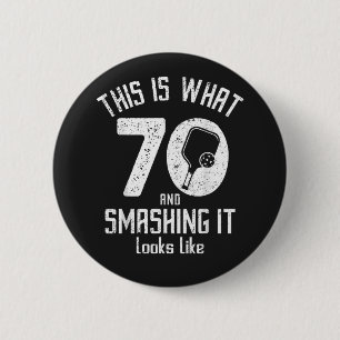 Birthday 70 Years Old Love Pickleball 6 Cm Round Badge