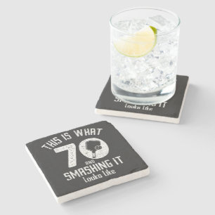 Birthday 70 Years Old Love Pickleball Stone Coaster