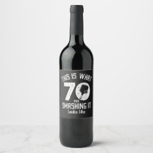 Birthday 70 Years Old Love Pickleball Wine Label