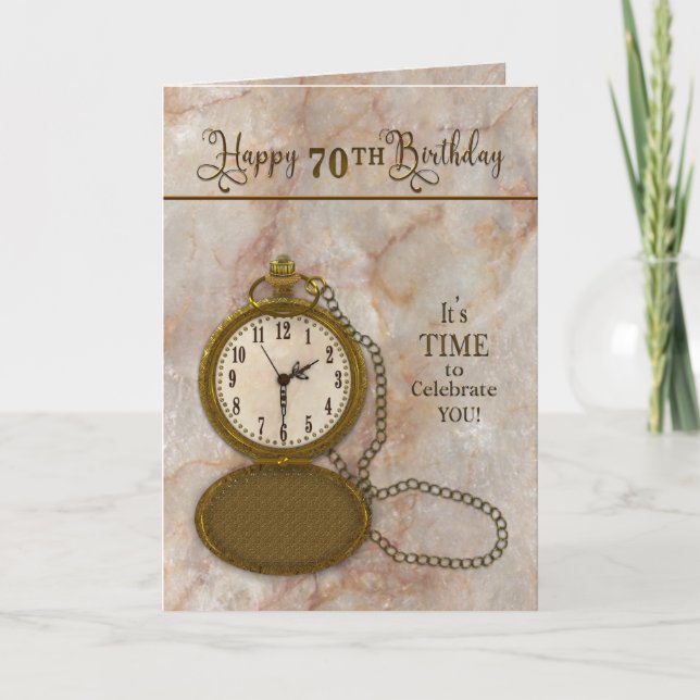 Birthday 70th Pocket Watch and Chain Card (Front)
