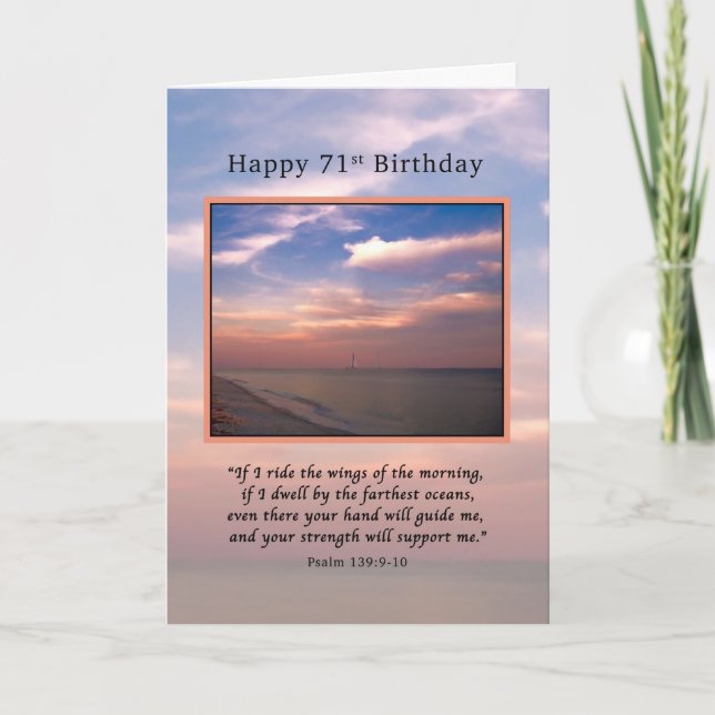 Birthday, 71st, Sunrise at the Beach, Religious Card (Front)