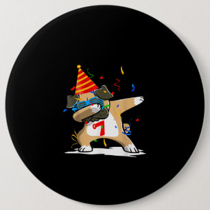 Birthday - 7 Years Dabbing Pug Dog Lover 6 Cm Round Badge