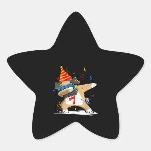 Birthday - 7 Years Dabbing Pug Dog Lover Star Sticker