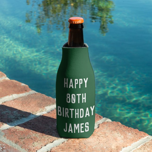 Birthday 80th Elegant Green Dad Stylish Eighty Bottle Cooler (In Situ Pool)