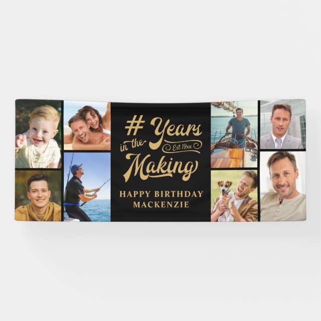 Birthday 8 Photo Collage Years in the Making Banner (Horizontal)