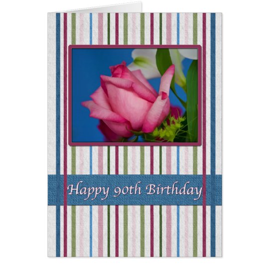 Birthday, 90th, Red Rose Card