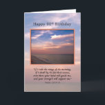 Birthday, 90th, Sunrise at the Beach, Religious Card<br><div class="desc">Dawn appears over the ocean as sailboats are seen on the horizon. A Bible verse completes this image for a 90th birthday card. The image is base don photos taken along Florida’s gulf coast.  The customer can easily customise the wording on the inside verse.</div>