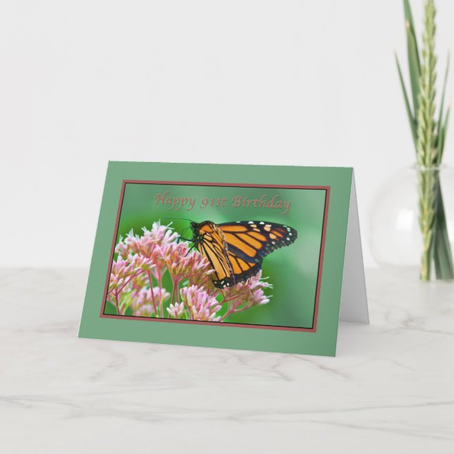 Birthday, 91st, Monarch Butterfly Card (Front)