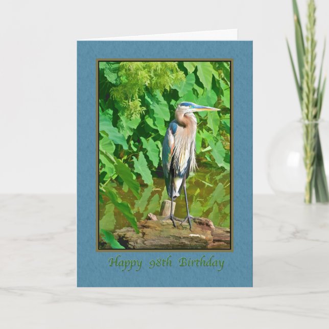 Birthday, 98th, Great Blue Heron Card (Front)
