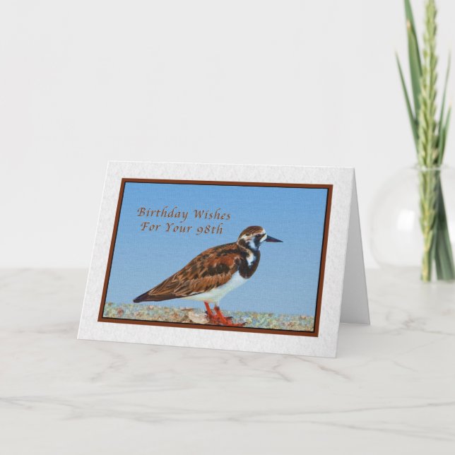 Birthday, 98th, Ruddy Turnstone Bird Card (Front)