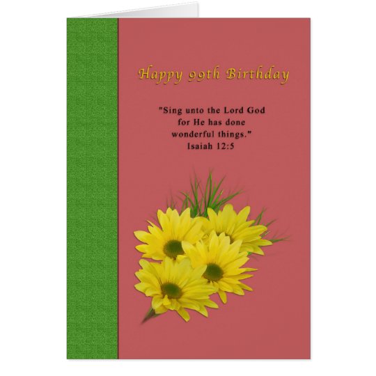 Birthday, 99th, Yellow Daisies, Religious Card