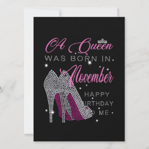 Birthday   A Queen Was Born In November Card
