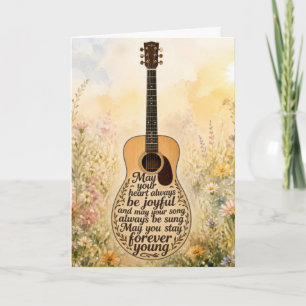 Birthday Acoustic Guitar with Forever Young Text Card
